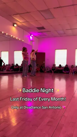 ✨Got a bestie who’s been dying to try DivaDance? Now’s the time!✨ Our Baddie Night is the perfect excuse to grab your girl and hit the dance floor. 💃 🖤 First one kicks off this Friday (6/27) — and it’s happening every last Friday of the month. Tag your baddie bestie & we’ll see you there. DM for Deets.  #fyp #DivaDanceSATX #dance #baddie #DivaDanceSATX  #GirlsNightOut #SanAntonioEvents #satx 