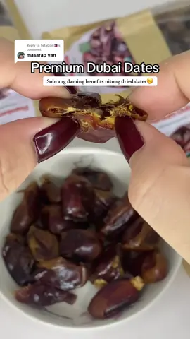 Replying to @TetaCon🇵🇭 Dried dates from Dubai Naka buy 1 take 1 na ulit, Sobrang healthy na masarap pa #drieddates #dates #datesfruit #healthysnack #snack #dubaidates 