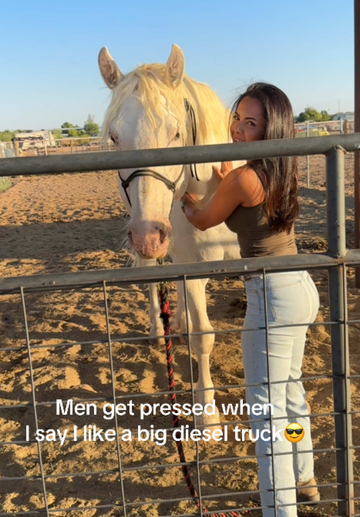 Branco likes em big😂🤷🏻‍♀️ #dieseltruck #cowboy #cowgirl #drafthorse #buckinghorse 