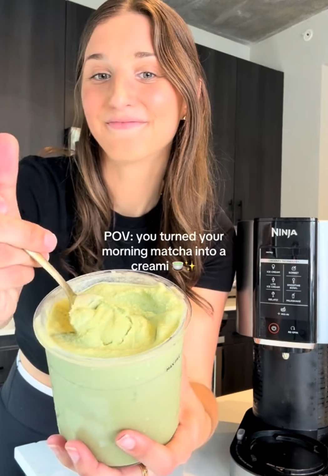 It has been so hot in Chicago the last few days! I decided to turn my morning matcha latte into a creamy, dreamy matcha ninja creami 🍵☀️ It is such a fun way to enjoy this treat! It’s also dairy-free 🙌🏻 This is SO easy to make and it’s super customizable- try adding cinnamon, strawberries or blueberries as well!  MATCHA CREAMI  3/4 cup coconut milk  3/4 cup almond milk (@malkorganics)  1 tsp vanilla extract 2 tbsp coconut sugar  2 tbsp matcha powder (@piquelife)  Combine all ingredients in @ninjakitchen creami jar using a whisk. Freeze overnight or until hardened. Process in Ninja cream on ice cream and then respin. Enjoy!! 🍵 #ninjacreami #matchalove #matchagirl #matchalatte #creami #matchaicecream 
