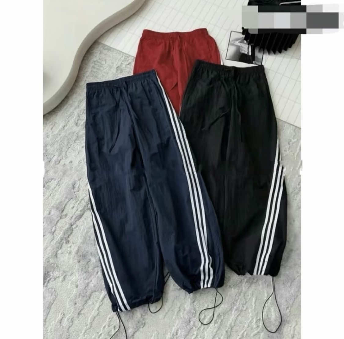 Quần gió tàu cao cấp phối sọc thể thao hai kiểu xuông và bom gấu cho nữ vải mềm đẹp #quangio #quần #xuhuongtiktok 