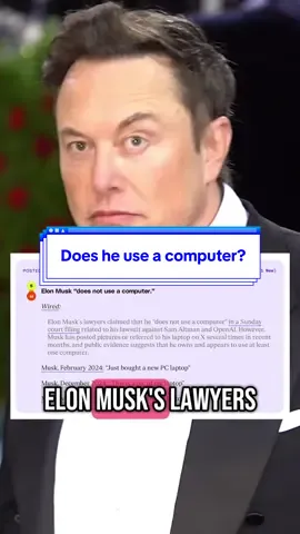 Elon Musk's lawyers claim that the tech billionaire does not use a computer. However, his X posts appear to show otherwise. #techtok #elonmusk #openai 