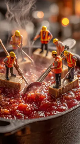 Tiny workers cooking something big 🍲🛠️ What’s bubbling in the pot today? #miniature #tinyworkers #cookingcrew #鍋 #ミニチュア #作業員 