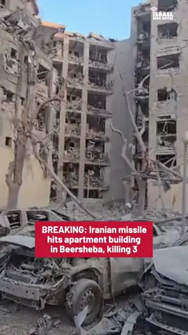 #BREAKING: After announcing its intent to enter a ceasefire, the Iranian regime launched several rounds of ballistic missiles at Israel. One hit an apartment building in Beersheba, murdering three, wounding several others, and causing massive damage.
