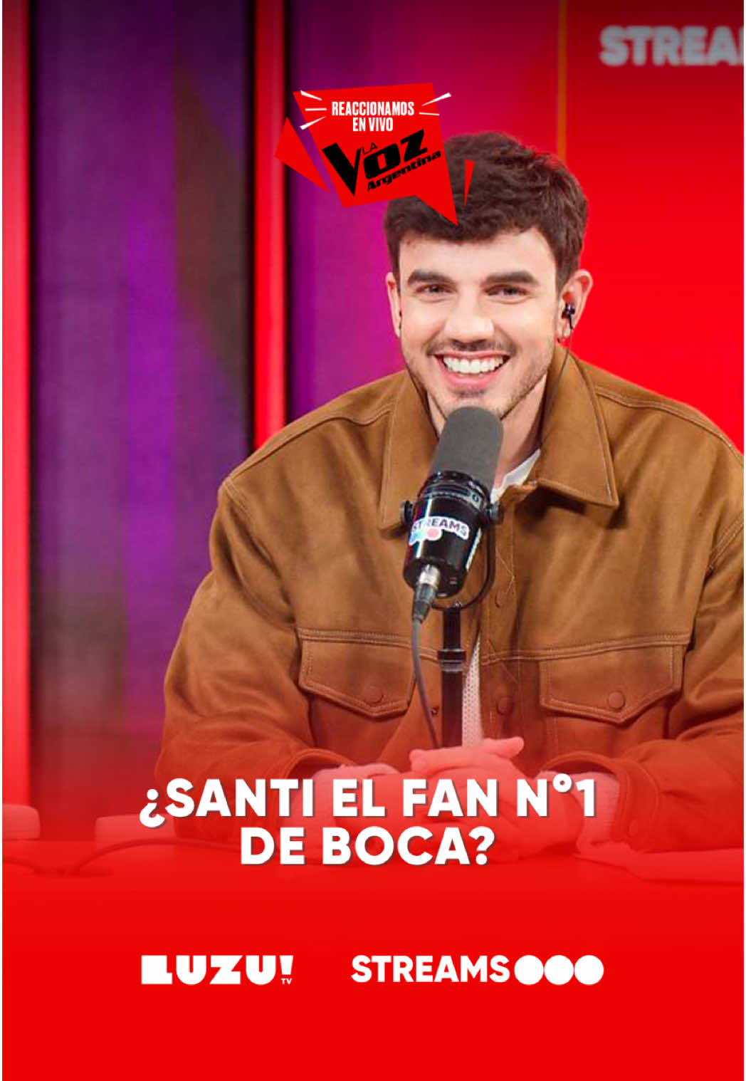 Arrancamos a fuuuuull el #ReactLaVoz y Santi reveló que es fan de Boca ⚽️ Y cantó un tema que sabe de cancha 🤭🎶 Reaccionamos en vivo a #LaVozArgentina con @sofimmartinez, @momigiardina y @santitalledo por #ReactLaVoz 🎤 ahora por YouTube de Telefe y @luzutv 💥