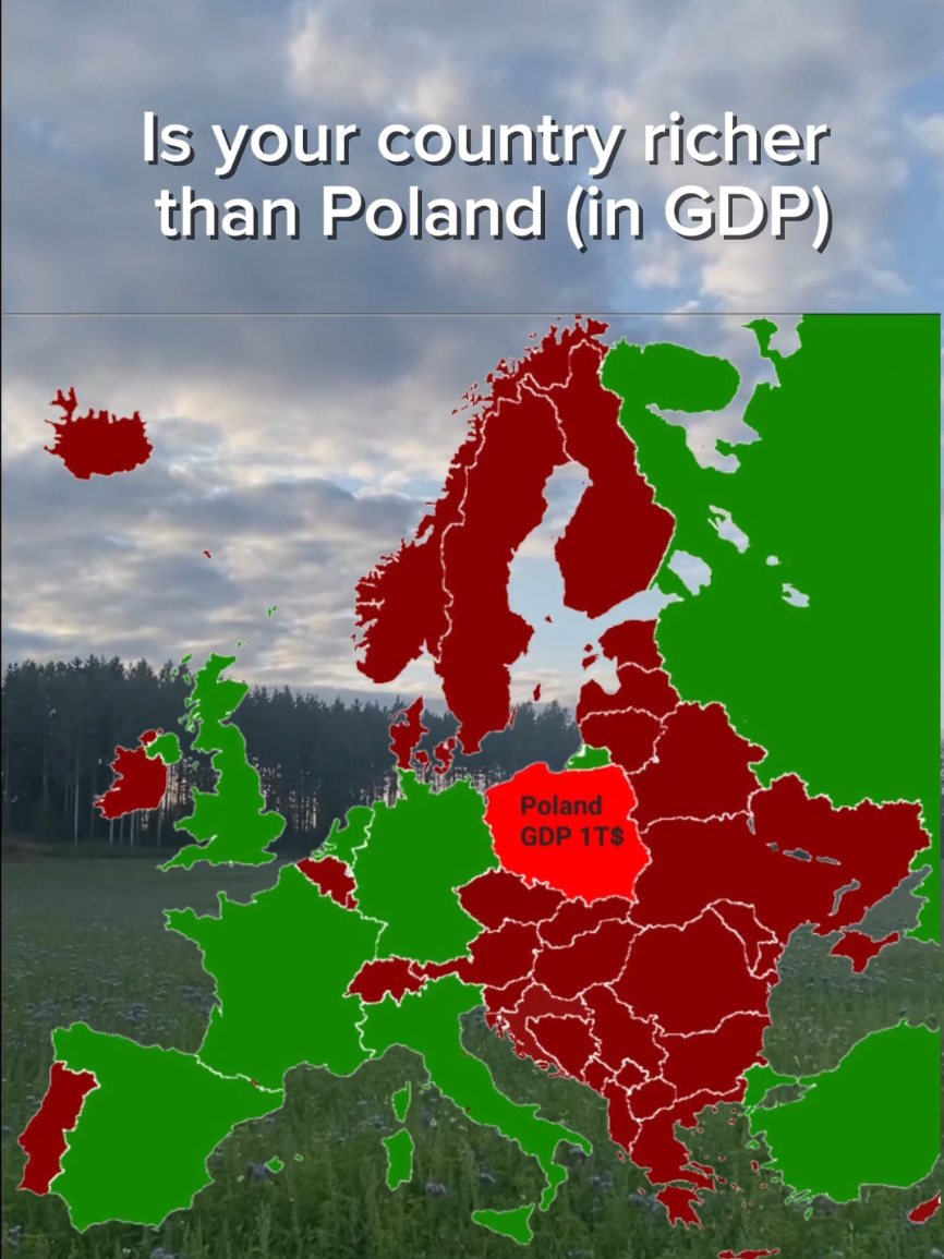 Is your country richer than Poland in GDP #Poland #Europe #GDP #rich #richer #country #countries #map #mapping #mapper #nature 