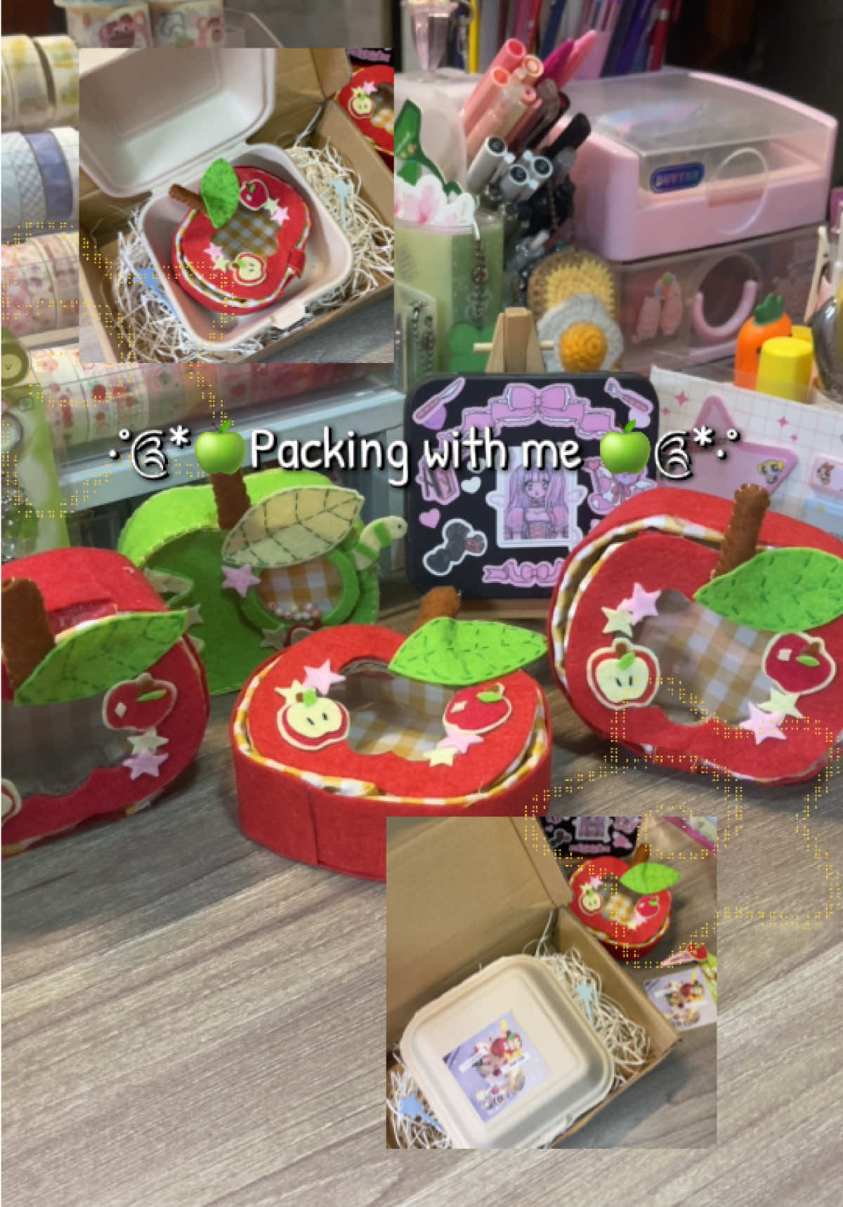 🍎⟡ ݁˖ CHIẾC ĐƠN QUẰN DỮ DỘI⟡🍏 Có thêm chiếc quai nì #trangdaudo #minipouch #handmade #packingorders #trinkets #trinketbox #giftideas #craft 