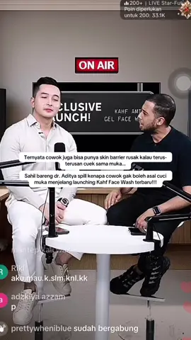 Live bareng dr. Aditya, Sahil ngebahas pentingnya cowok mulai rawat muka dari sekarang. Karena muka nggak dirawat = masalah makin numpuk. Udah saatnya pakai facewash yang gentle tapi efektif😎👊🏼 #kahf #kahfamino #gentlefacewash #facewashviral #sensitiveskin #InspirasiParagon #Fyp