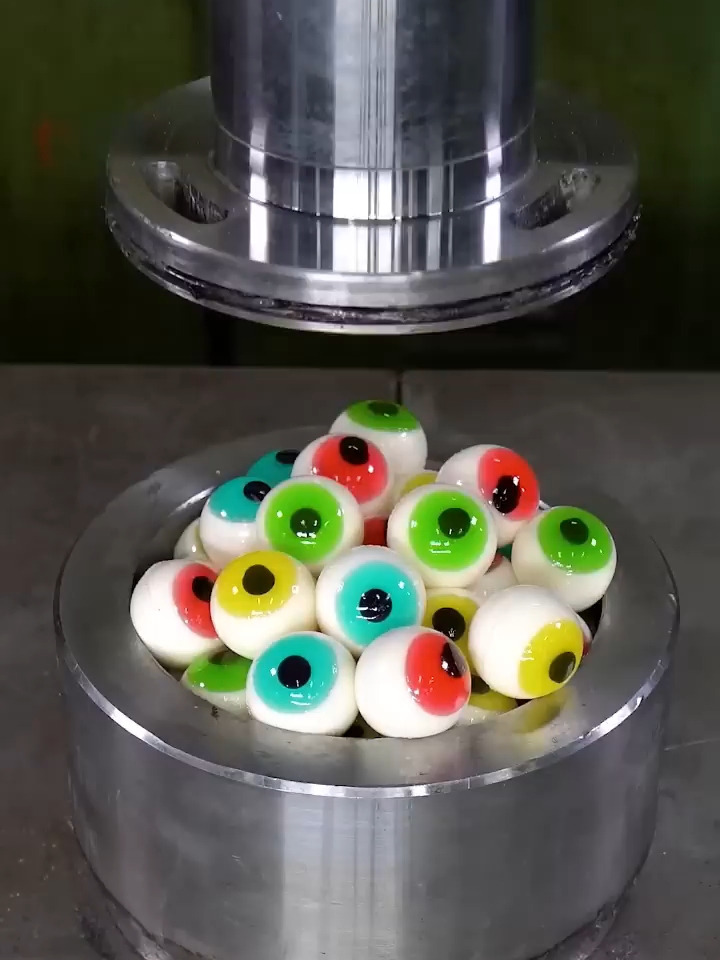 Crushing Candy Eyes With Hydraulic Press 👀🤔 #hydraulicpress #crushing #satisfying #viral#asmrsounds #asmr #satisfying #satisfyingvideo #relatable