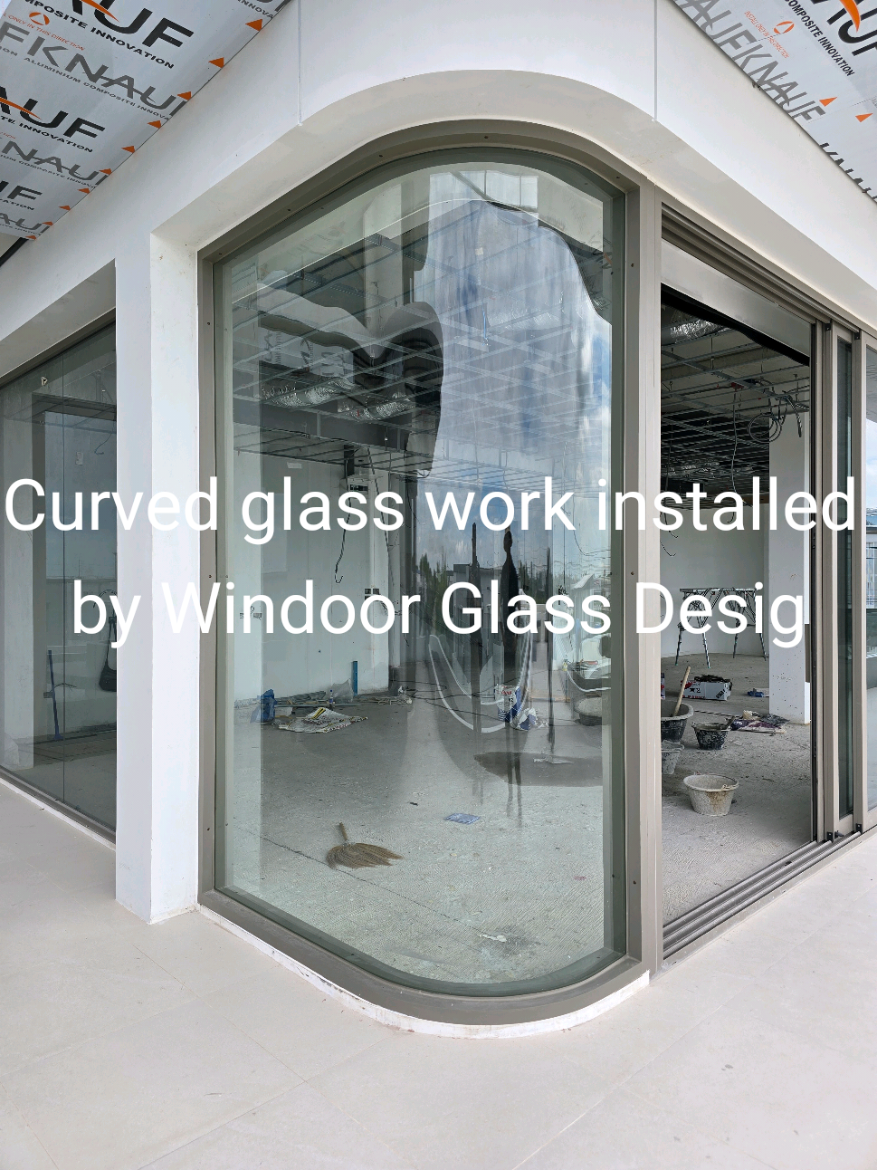 Curved glass work installed by Windoor Glass Design ✨ #GlassWork #Installation #WindoorGlassDesign #CurvedGlass #InteriorDesign