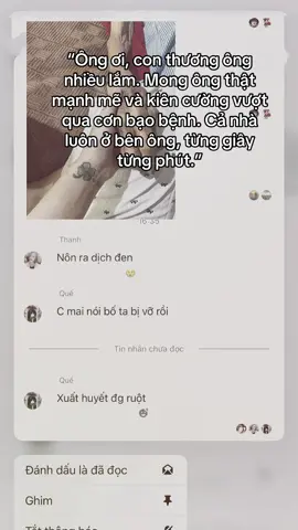 “Có những nỗi lo không nói nên lời… Ông ngoại – người đã từng là cả bầu trời tuổi thơ con, giờ đây đang chống chọi với bệnh tật. Chỉ mong ông bình an, mong phép màu đến với ông.” 😔😔😔😔😔