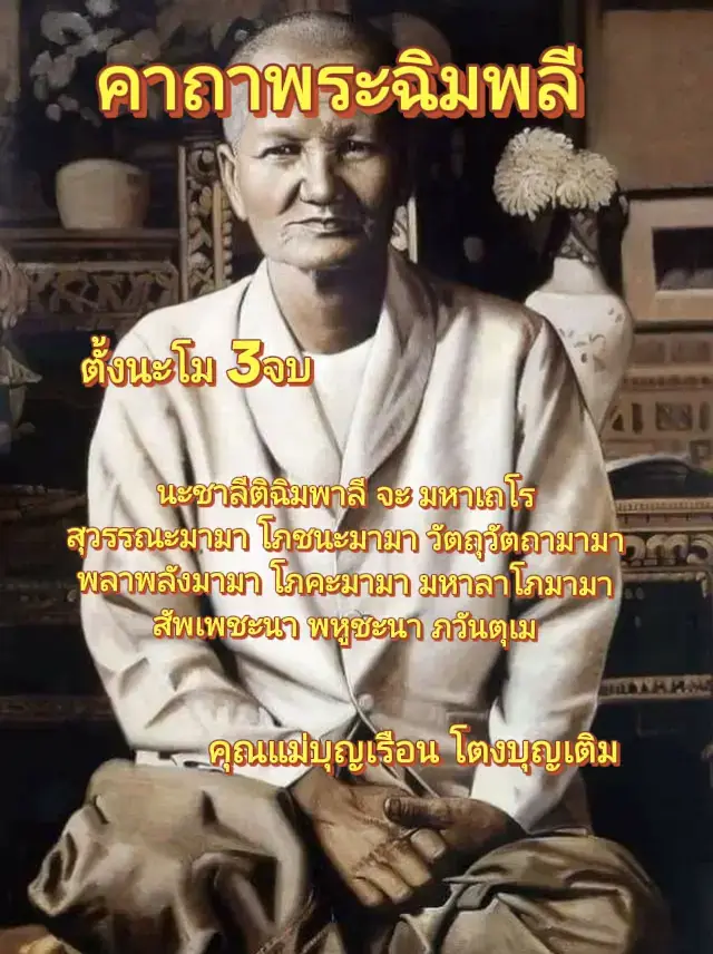 คาถาพระฉิมพลี หรือ คาถาพระสิวลี คุณแม่บุญเรือน โตงบุญเติม เนื้อหาบทสวดได้กล่าวสรรเสิญพระฉิมพลี ซึ่งเป็นอีกพระนามของพระสิวลี ผู้เป็นเลิศด้านโชคลาภ ใครที่ได้สวดเป็นประจำจะมีผลช่วยเสริมดวงโชคลาภ เรียกทรัพย์ ส่งผลให้ชีวิตเจริญรุ่งเรืองไม่อับจน มีโอกาสพลิกชีวิตได้อย่างน่าอัศจรรย์#แม่ช่อมาลี☎️ #สายมูเตลู #สายมู #มูเตลู #สายมูห้ามพลาด #สายมูรู้กัน #tiktokมูเตลู #tiktokสายมู #สวดมนต์ก่อนนอน #บทสวดมนต์ #สวดมนต์เปลี่ยนชีวิต #สวดมนต์พลิกชีวิต #คาถา #พระคาถา #คาถาพระฉิมพลี #คาถาพระสิวลี 