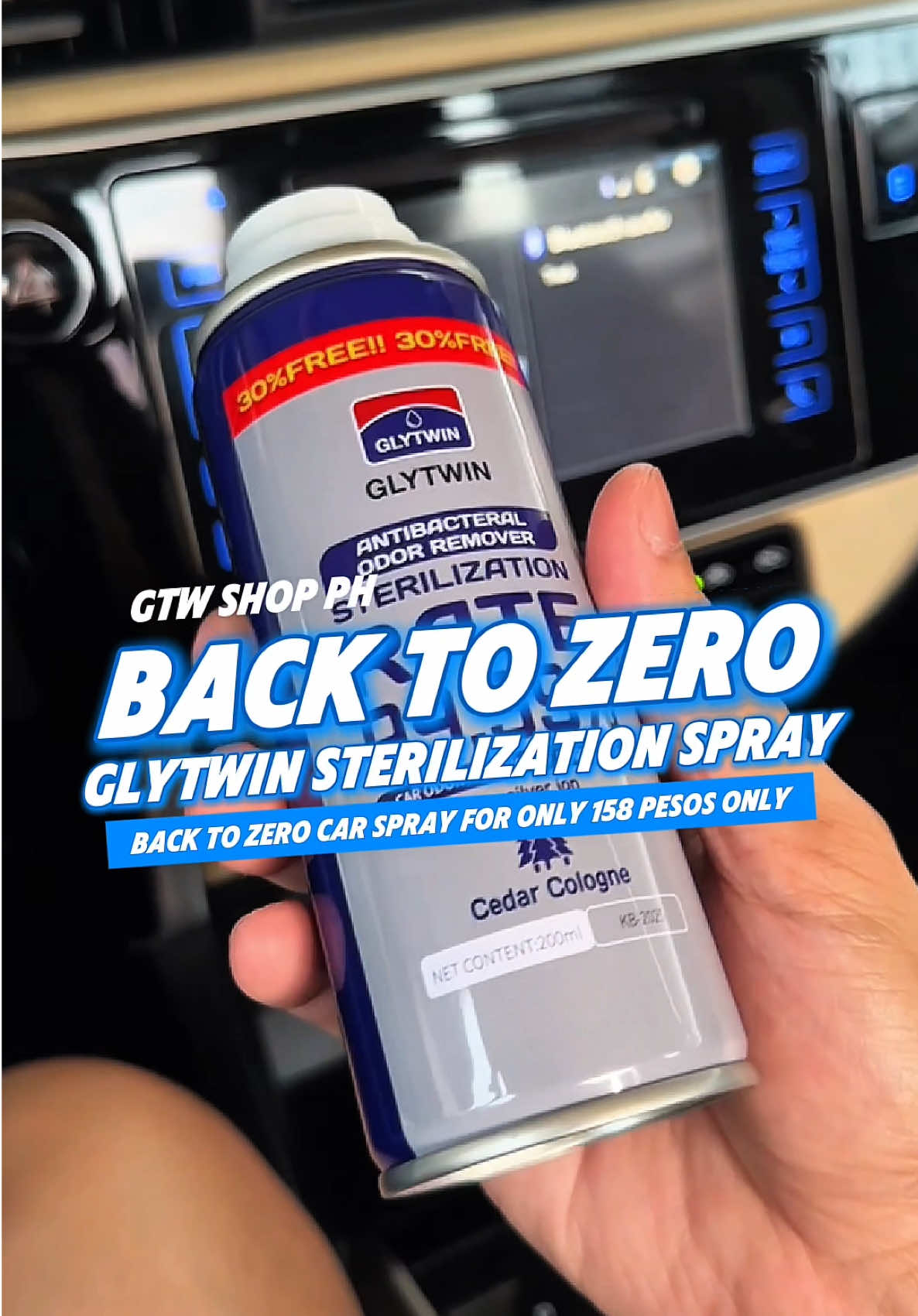 Gawing amoy bago ulit ang kotse mo gamit ang Glytwin Sterilization Back to Zero Srpay! 💨💯🔥 #antibacterial #glytwin #backtozero #sterilization #carfreshener #carspray #carcare 