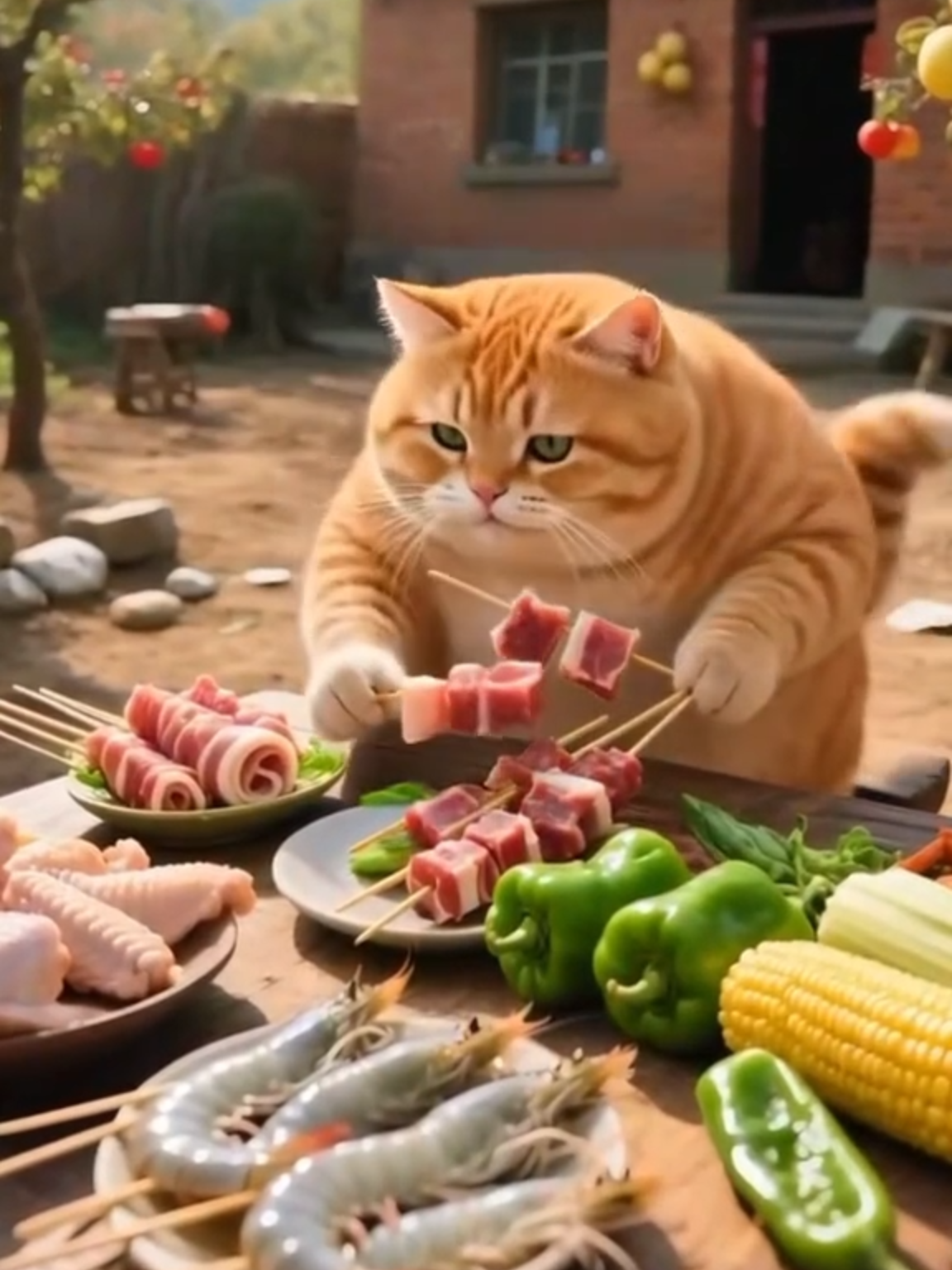 This cat is happy just cooking and eating 💨 #cat #cutecat #fyp #catlovers #kitty #foryou #orangecat #kucing #aicat #haha #aiart