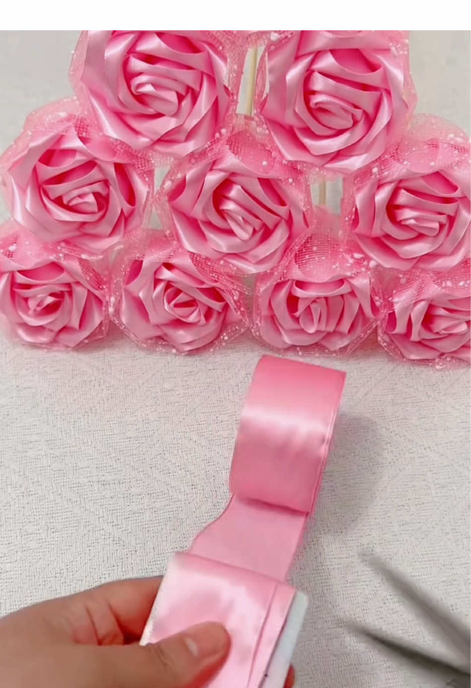 Handmade diy ribbon rose flowers#handmade #handmadegifts #flowers #gift #ribbon #rose #handmadecraft 
