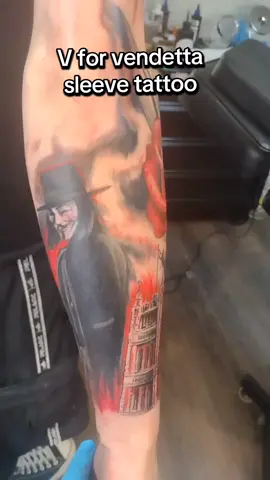 V for vendetta sleeve tattoo #Tatcha #tattedup #fanart #tattootiktok #tattoo #tattoos #tiktoktattoo #vforvendetta #anonymous #anarchy #revolution 