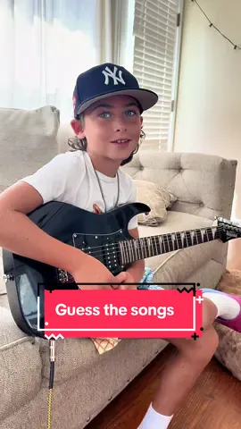 Guess the songs!! #lucas #guitar #musicislife #youngmusician #stilllearning #guessthesong #80smusic #90smusic #rockmusic #baseballplayer #yankees #myboy #lovehim