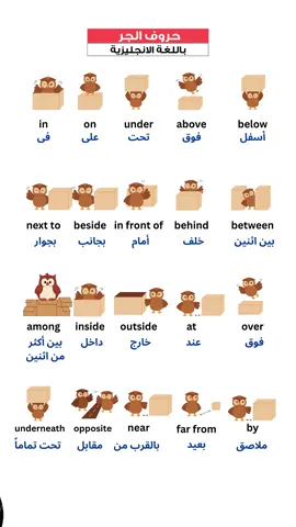 🔠✨  هل تعرف الفرق بين حروف جر المكان ومعانيهم؟ حروف الجر الإنجليزية صغيرة في الحجم… لكنها تُحدث فرقًا كبيرًا في المعنى! 💥 تعلمها بأسلوب بسيط، ممتع، وبالصور 👀📦🦉 تابعنا واكتشف أسرار اللغة من أبسط التفاصيل! 🔍🇬🇧 #تعلم_الإنجليزية #حروف_الجر #لغة_بأسلوب_جديد