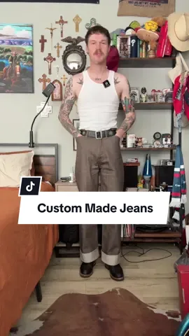 Getting custom jeans is a game changer! This is the third time I’ve put in an order with Nama Denim and I couldn’t be happier with the result. They deliver EVERY time. This time around, I got pretty funky with it an ordered a 14oz brown, slubby selvedge denim with my usual wide, straight leg cut - very similar to the cut on the Cowboy Crust denim I designed. However, on this pair, I decided to only have one pocket on the seat. On the right side there’s a very cool shovel pocket anchored in by a back cinch calling back to pre-1940s denim. On the front, along with some beautiful brass hardware, frogmouth pockets are stationed at each hip. Such a fun “reverse” way to make pockets. I didn’t just make jeans with Nama this time, though. I also had a wabash engineer jacket made! Fits absolutely perfectly with an indigo dipped vintage twill that comes in at 10oz. Lightweight and ready to fade! I can’t emphasize enough how worth it I think it is to take the time to get your measurements and create a piece for yourself that is custom to you and your body. It’s genuinely a crazy experience when things fit entirely perfectly. Nama Denim, well done 🤝 #mensfashion #westernfashion #rawdenim  #cowboycrust #mensstyle 