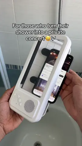 I can't shower without music... #phone #phonesupport #shower #phonecase It's my moment of the day. I tried tons of speakers, but none let me change songs without getting my phone wet...#showermusic #speaker And forget about watching a video or listening to a voice note. Until I found the solution: music all the way up and a dry phone.