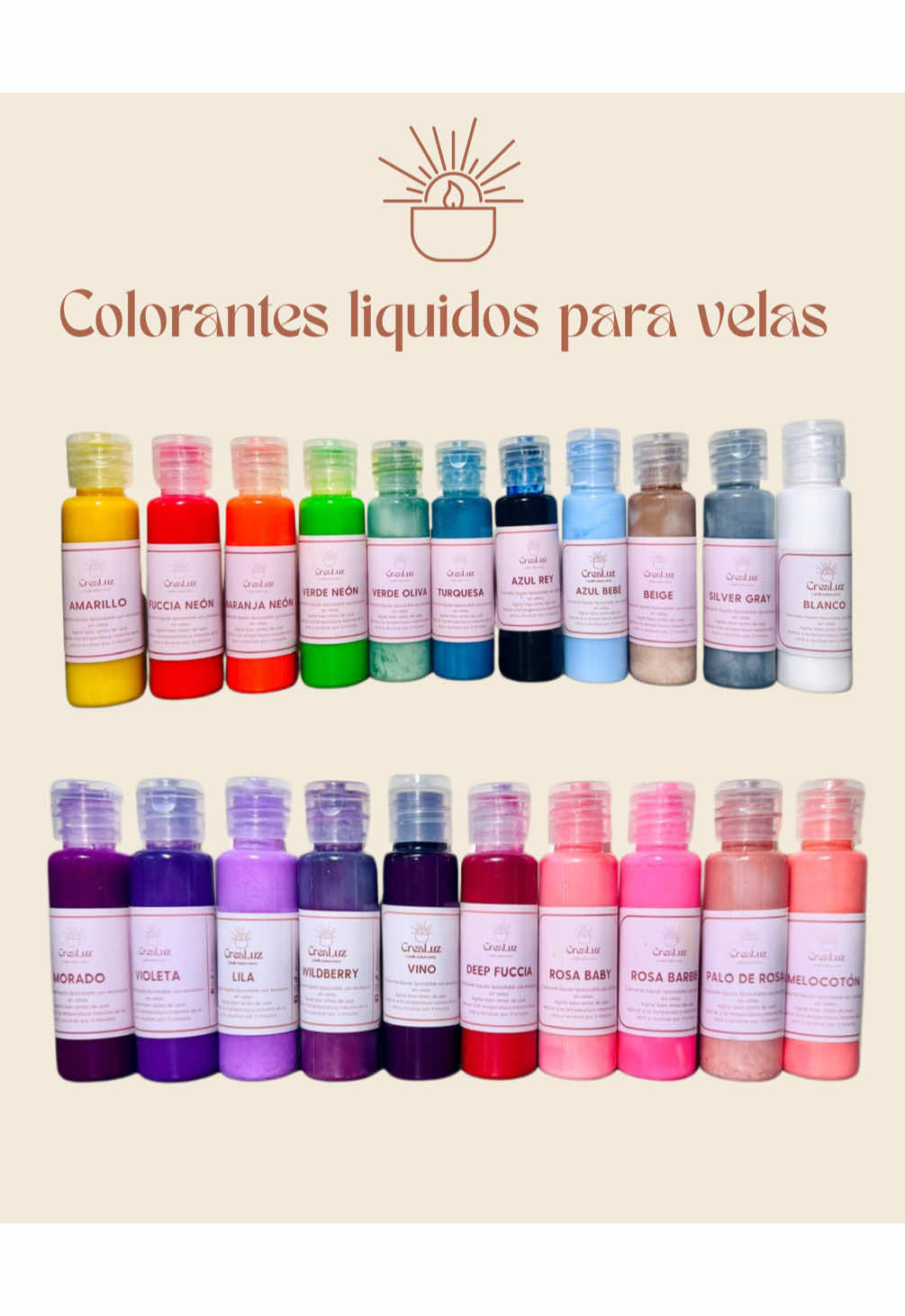 Los mejores colorantes para velas del mercado los encuentras aquí. Escribe ya a nuestro WhatsApp 3223344580 o ingresa a www.crealuz.com.co para que puedas comprarlos y cambiarte! #insumosparavelas #colorantesliposolubles #colorantesliquidos #colorantesparavelas #insumosbogota #insumosparavelas #velasdesoya #creadoresdecontenido 