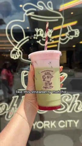 Come with me to the @Coach coffee shop club in ATX!!! The perfect place to sip, shop & catch a vibe 🎶  My faves: 🍵 Iced strawberry matcha latte ☕️ cherry espresso tonic 👛 Pink tabby cake !!  #TheCoachCoffeeShop #CoachNY #CoachPartner