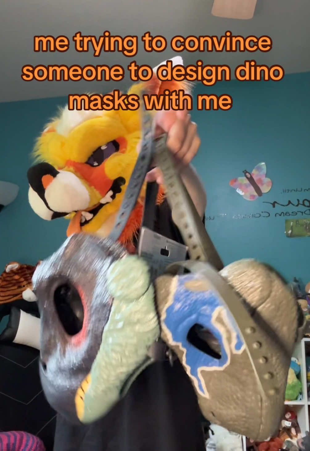 I bought two for a reason…  #fursuit#dinomask#dinomaskfurry#fursuiter#fursuits#furryfandom#furry#furrytiktok#dinomaskfursuit#fursuiting#foxfursuit#anthro#costumemaker#fursuitmaker 