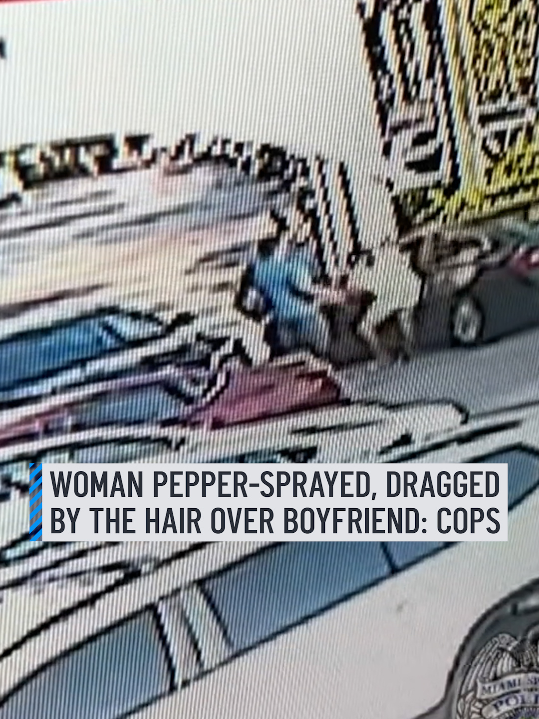A woman was arrested after police said she was caught on camera dragging a romantic rival by her hair from a car before pepper-spraying her in Florida. Police said the victim was grabbed by her hair through a car window and dragged alongside the moving vehicle then pepper-sprayed, all because of a boyfriend. Surveillance video posted by police showed the violent encounter. #boyfriend #romance #caughtoncamera #florida