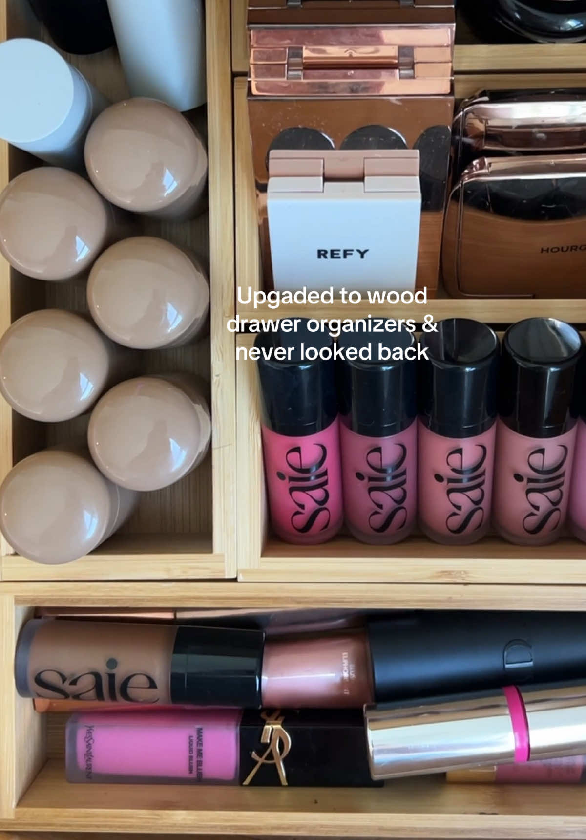 Organizers are from Amazon 🤍 @Amazon Home #creatorsearchinsights #woodorganizer #makeuporganization #makeupcollection 