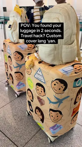 Sino pa’ng maliligaw ng bag kung ganito ka-unique? Kita agad ‘to from 10 miles away! 😂 #travel #luggagecover #travelhack #traveltok #fyp 