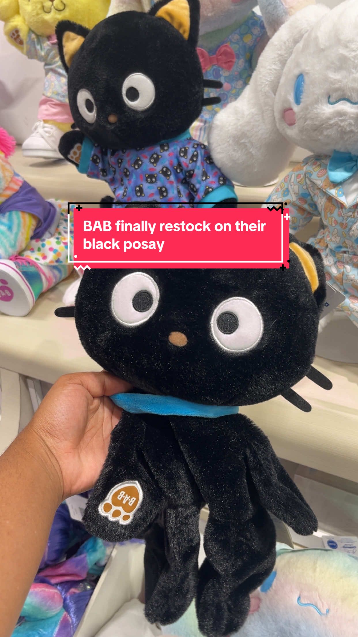 excuse me black posay 🐈‍⬛🖤🫵🏾 #fyp #foryou #viral #trending #thestuffyoulove #buildabear #sanriobuildabear #buildabearchococat #chococatsanrio #blackussy 