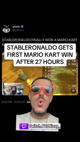 StableRonaldo gets first Mario Kart World win after 27 hours #stableronaldo #streamer #mariokart #viral #foryou #fyp #greenscreen 
