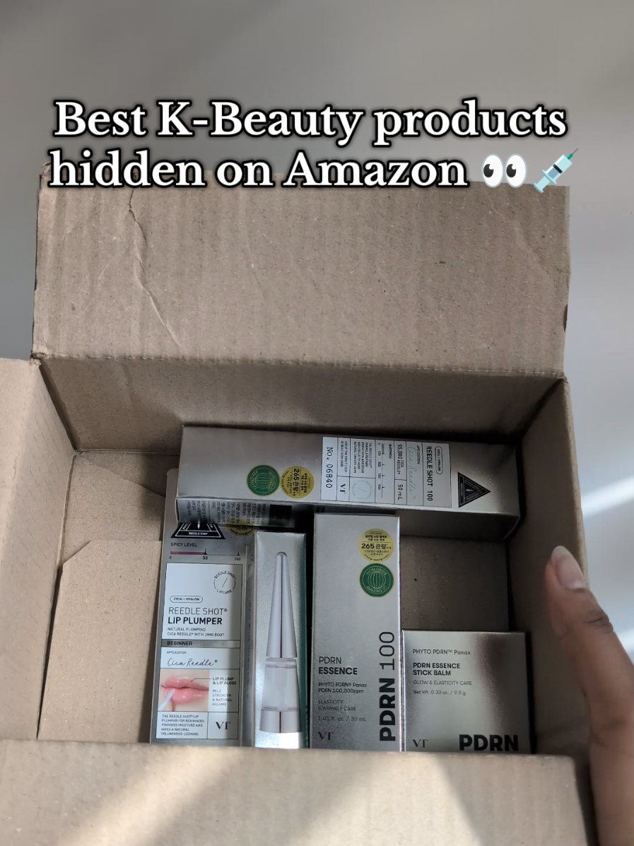 These VT Cosmetics Amazon finds are not playing around, glass skin, plumped lips, and barrier repair in one cart 💆‍♀️✨ My top picks from the brand’s Reedle Shot + PDRN line (yes, all available on Amazon 🙌): 💉 Reedle Shot 100 – gentle microneedling in a bottle 💧 PDRN 100 Essence – bouncy hydration 🔒 Essence Balm Stick – skin barrier on the go 💋 Reedle Shot Lip Plumper – instant volume, no sting All items in this video are gifted 🎁 Perfect to grab during Prime deals 👛 @VT Cosmetics US  #amazonfinds #amazonfinds #VTcosmetics #KbeautyOnAmazon #primefinds #skincarerecs #kbeautyskincare #glassskinroutine #VTReedleShot #skincaretiktok #kbeautylover #amazonbeautyfinds #barrierrepair #affordableluxury #facelessugc #ugcbeauty