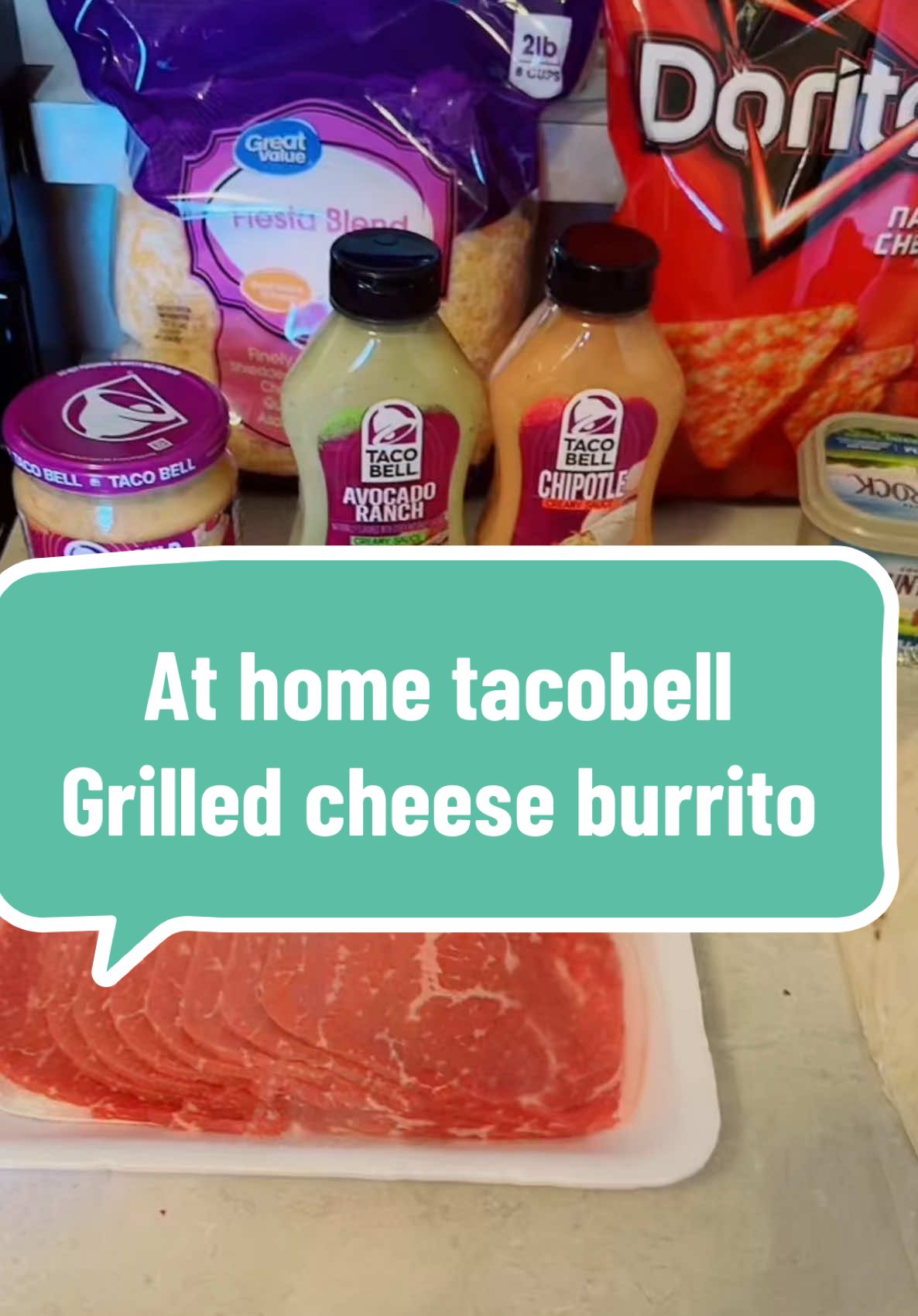 Taco bell grilled cheese burrito at home #fyp#viral #tacobell #grilledcheeseburrito 