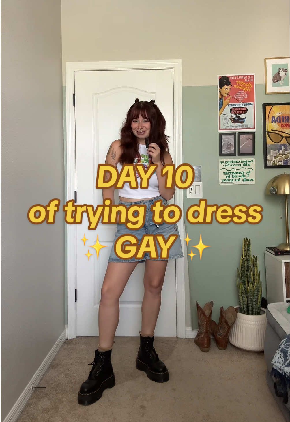 oops!! one must flop (have her mic battery die) in order to slay (create a cute outfit video) #OOTD #wlw #wuhluhwuh #pridemonth #queerfashion #queerstyle #wlwootd #lgbtq #wlwoutfits #sapphic 