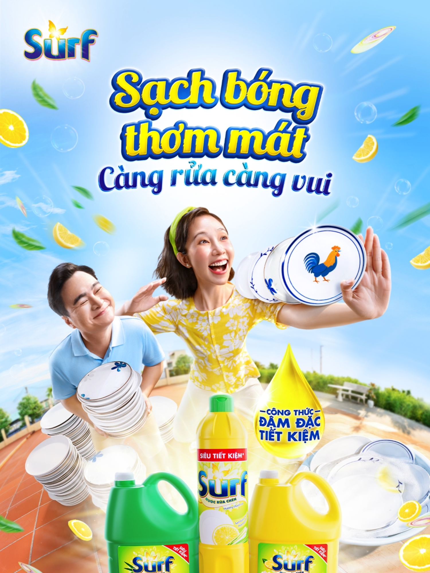 Nước Rửa Chén Surf. Sạch bóng thơm mát, Càng rửa càng vui. #NuocruachenSurf #Cangruacangvui #Sachbongthommat Tất cả hình ảnh nhân vật được tài trợ bởi Unilever.
