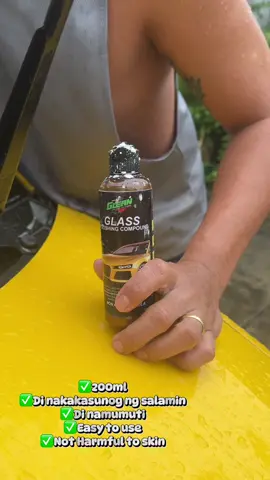 Glass polishing compound of Glean. Goodbye water marks and acid rain na tlga! #acidrainremover #watermarksremover #gleanglasspolishingcompound #caressentials 
