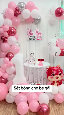 Set sinh nhật cho bé gái kèm rèm voan, bảng tên, đèn led#thôinôi #chibisinhnhat #sinhnhatbegai #sinhnhat 