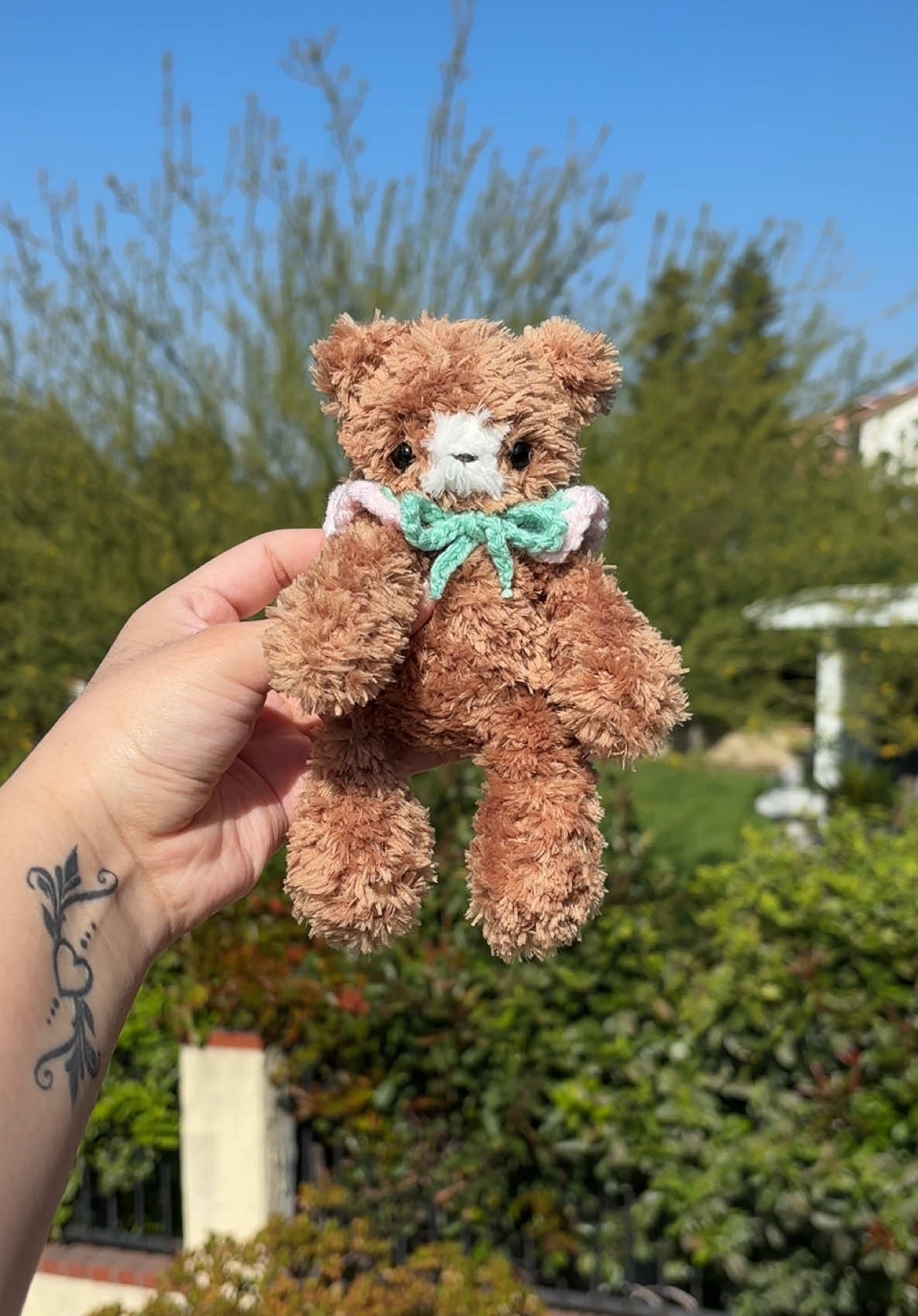 This little bear is weighted and is such a cute plush pal to have 🥹 #crochet #crocheting #amigurumi #crochettok #crochetplushie #plushies #crochetersoftiktok #crochetbear #bear 
