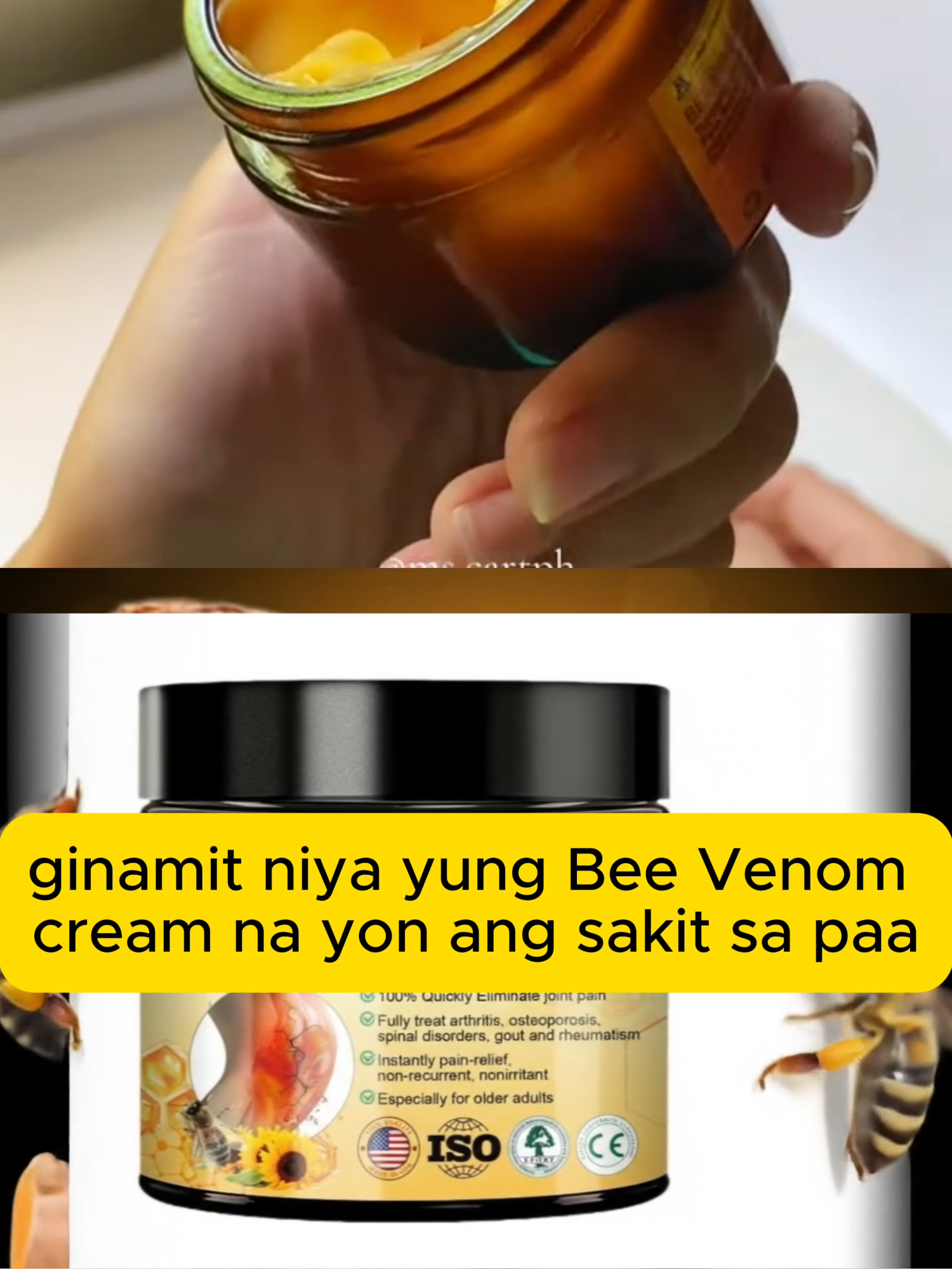 Lola's secret to pain-free days! ✨ BRamdamin ang agarang pagbabago! 🧡 Bee Venom Turmeric Cream para sa mabilis na paghupa ng sakit at paggaling.  #BeeVenomCream #JointPainRelief #NoMorePain #TikTokShopPH #ViralPH #TikTokMadeMeBuyIt