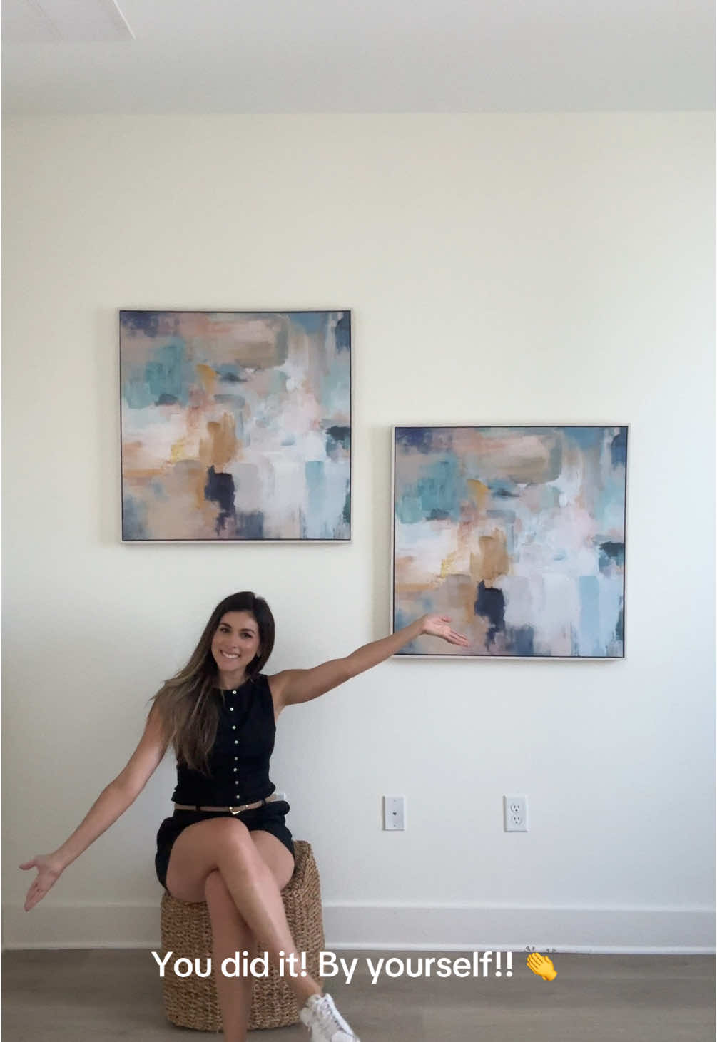 No help? No problem! Hang wall art like a pro, by yourself!! You’ll need: picture hanging nails, hammer, level and painters tape (optional). This process is so simple and eliminates all the headaches of trying to measure. Are you going to give it a try? Let me know in the comments! #wallarthanging #howtohangart #arthanginghack 