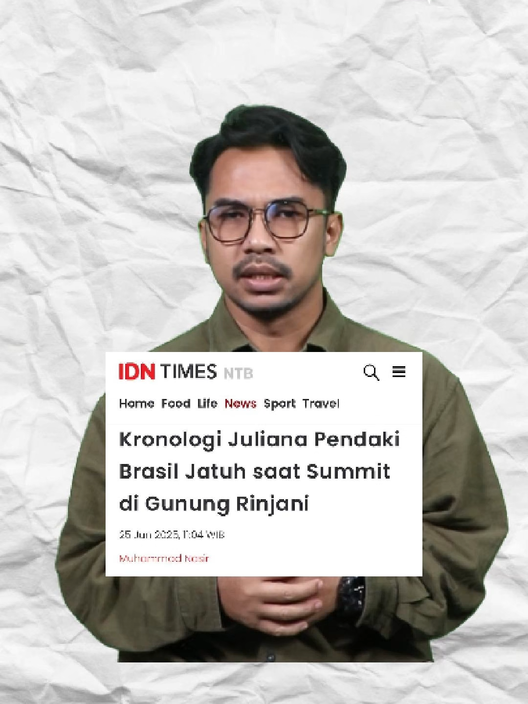 KRONOLOGI JULIANA PENDAKI BRASIL JATUH SAAT SUMMIT DI GUNUNG RINJANI Kepala Badan Nasional Pencarian dan Pertolongan (Basarnas) Marsdya TNI Mohammad Syafii menjelaskan kronologi Juliana jatuh dari tebing saat summit di Gunung Rinjani. Hingga hari keempat, Juliana (27) pendaki Brasil yang jatuh saat summit atau mendaki ini belum berhasil dievakuasi oleh Tim Rescue, karena lokasi yang curam dan kondisi cuaca di puncak Gunung Rinjani. #IDNTimes #IDNTimesNTB #tiktokberita #tiktoknews #rinjani #IDNTimesNews #IDNTimes_na #IntinyaSihIDNTimes