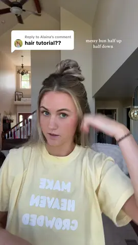 Replying to @Alaina the hairstyle that is the easiest and I get the most compliments on!  #hairstyle #hairtutorial #messybuntutorial #messybunhalfupclaw 