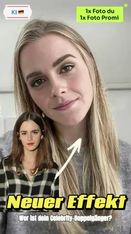 Who‘s your celebrity Doppelganger? You need 1x picture of yourself and 1x of a celebrity 🙌 ⚠️This is not my picture, it‘s an example for my template —>Pinterest  Please use and share 🫶 #celebrity #doppelgänger #new #ai #CapCut #template #fy #trending #neweffect 