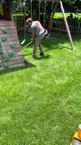 When they ask how you do it. #lawntok #fyp #bluecollar #landscaping #heat #work #weedwhacker #stihl 