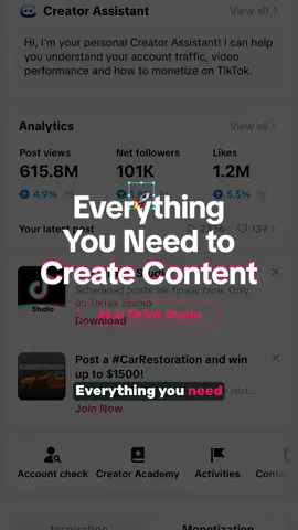 Trends? ✅ Inspiration? ✅ Monetization tools? ✅ Everything you need to grow and create high quality content is in TikTok Studio! #TikTokStudio