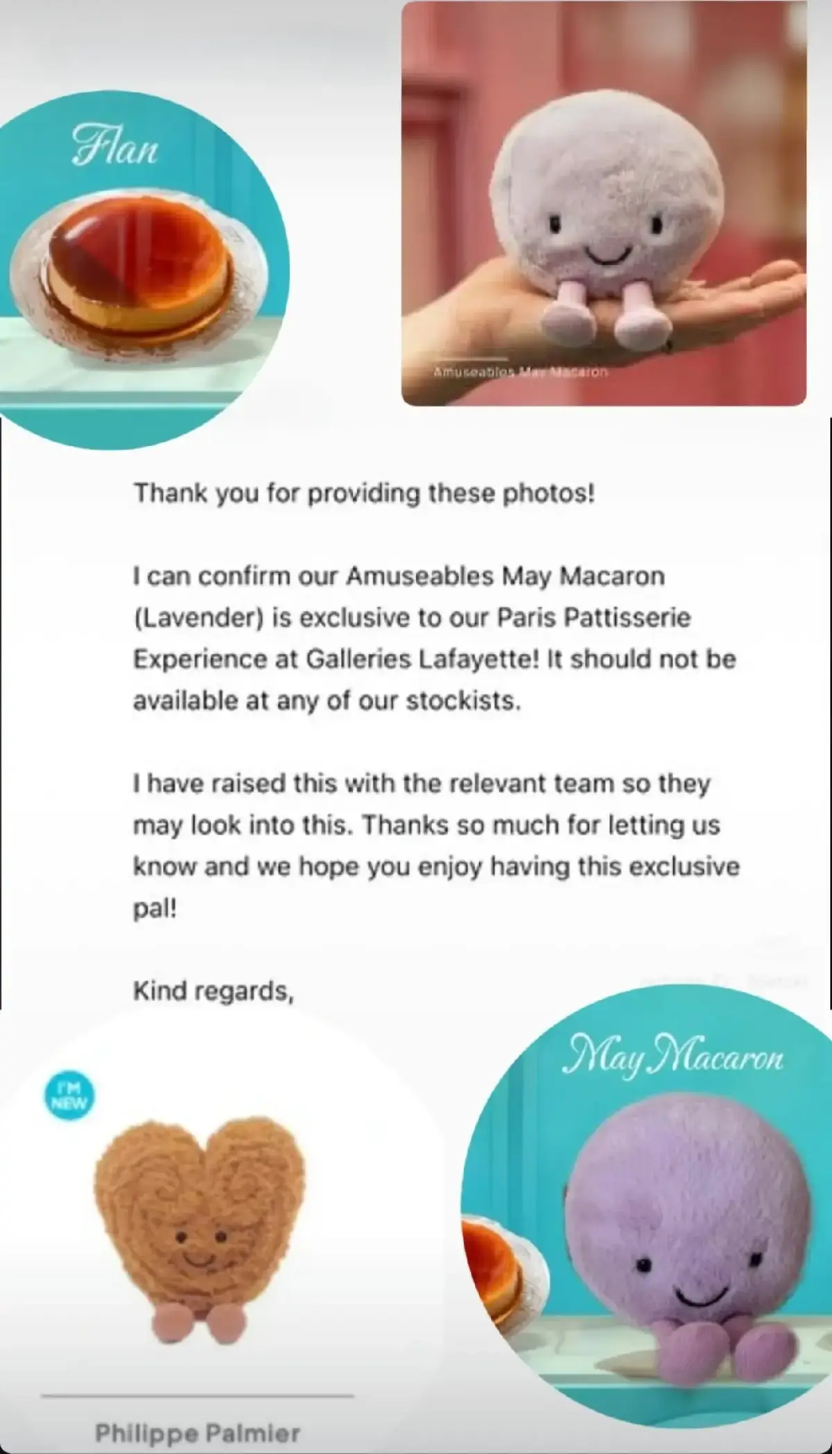 Hey meine lieben Jellies ❤️  3 neue Jellies: Lavender flavored Macaron Flan Philippe Palmier Exklusive Passt auf euch auf 💖  Plüschige Grüße Euer Jelly-Dennis ❤️ Euer Pea (nut)🥜 Blumengarten-Köln-Team Hey my dear Jellies ❤️ 3 new jellies: Lavender-flavored macaron Flan Philippe Palmier Exclusive Take care of yourselves 💖 Plush greetings Your Jelly-Dennis ❤️ Your Pea (nut)🥜 Blumengarten-Köln-Team #Jellycat #BlumengartenKöln #Jellies #jellycats #jellycatcollector #jellycat2025 #jellycatamuseables #jellycatofficial #jellycatsofinstagram #jellyfriends #jellycatbagcharms #jellycatexclusive  #JellycatLondon #jellycatcommunity #plüsch #jellycatplush #shopping  #cute  #france #macaron #partisserie #köln #cologne #jellycatshop #Jellysnaps #Love #jellycatnation #jellycatlove  #jellystore We are: 📍Blumengarten-Köln Venloer Straße 9 50672 Köln Info und original Post by  @plushienewss on Instagram
