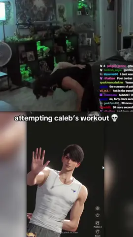 watching someone attempt calebs workout should not be this funny 😭 #loveanddeepspace #lads #gaming #caleb #loveanddeepspacecaleb #funnymoments #streamclips #twitchclips 