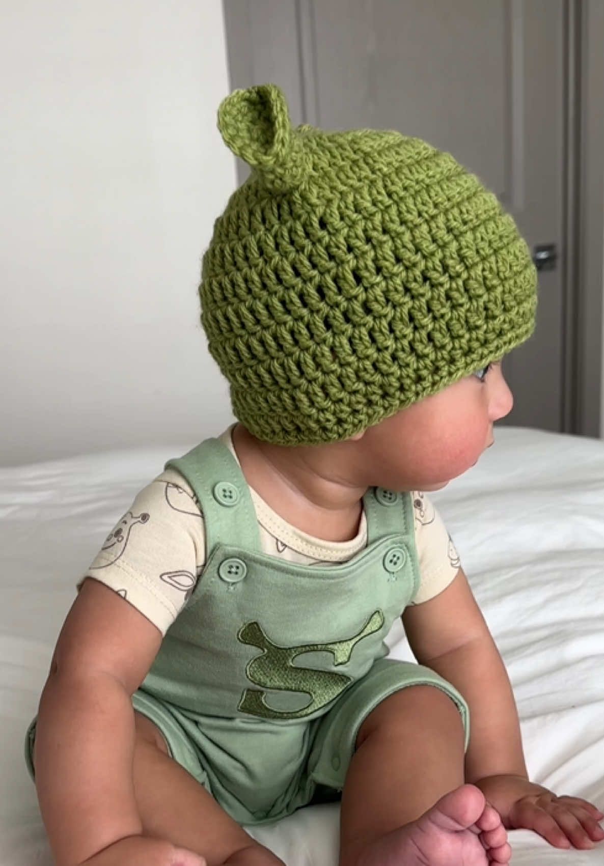 I have the cutest shrek baby ever! 💚  #shrek #shrekbaby #babyboy #fyp   