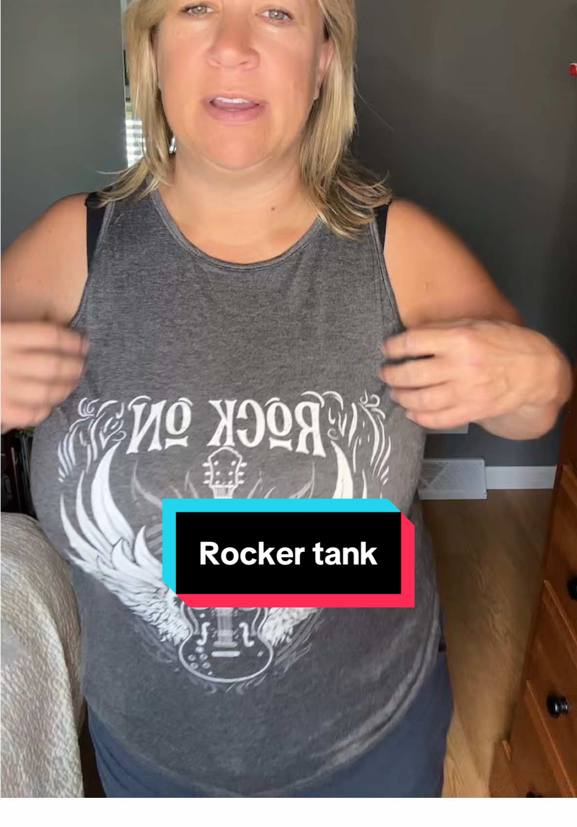 Women's Letter & Guitar Print #tanktop #womensfashion #sleevelesstops #womenstanktop #swimsuitcoverup #boatinglife #rockstar #tiktokshopcreatorpicks #tiktokshopsummerturnup #dealsforyoudays 
